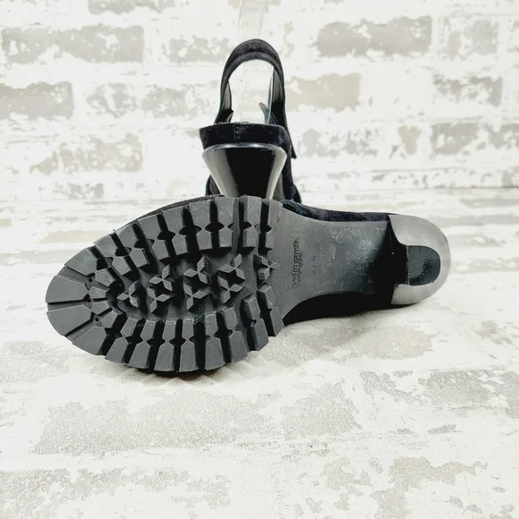 NEW Pedro Garcia Yuval Black Suede Slingback Open Toe Heeled Sandals T59 - Picture 6 of 11